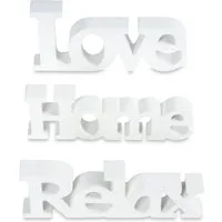 Levandeo® Deko-Schriftzug, levandeo 3er Set Schriftzug Holz Love Home Relax weiß shabby