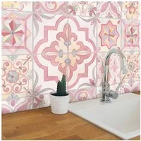 K&L Wall Art Fliesenaufkleber 12x Klebefliese Kachel Sticker Rosa Landhaus Deko Vintage Küche