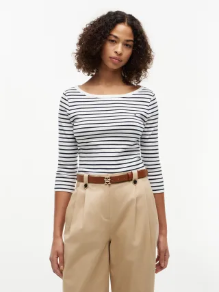 CODY BOAT-NK 3/4 SLV TEE Breton Stripe Ecru/Dark Night Navy - Gr. - M