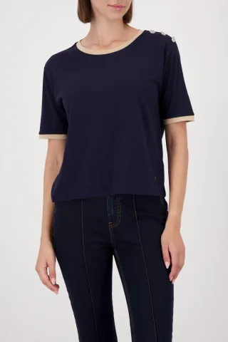 monari - T-Shirt mit Knopfleiste night sky - Gr. - 38