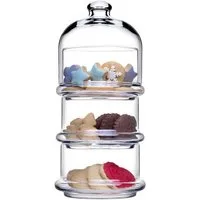 Pasabahce Servierschale Pasabahce Villa Patisserie Servierschale mit Haube 3-tlg. Set - 390 ml, (3-tlg)