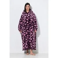 Ulla Popken Sweatjacke Loungewear-Poncho Plüsch Leomuster Kapuze