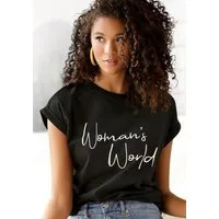 LASCANA T-Shirt mit Frontprint, Kurzarmshirt aus Baumwolle, Basic