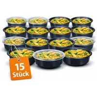 BigDean Mikrowellenteller Meal Prep Boxen 700 ml – 15 Stück Runde Schalen mit Deckel – BPA frei, (15 St), mikrowellengeeignet, spülmaschinengeeignet, gefriergeeignet