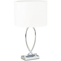 relaxdays Tischleuchte Tischlampe silber mit Schirm