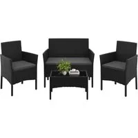 Yaheetech Balkonset Gartenmöbel-Set 4-er Set Rattanmöbel für 4 Personen, Gartengarnitur aus Zweisitzer-Sofa & 2 Einzelsofas & Kaffeetisch