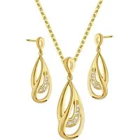 Limana Schmuckset 925 Silber gold vergoldet Halskette Kette Ohrringe Ohrstecker Anhänger (inkl. Schmuckbox), Geschenkset Idee Geschenk Set für Sie Frauen Damen Freundin Mutter