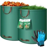 KESSER Gartensack, 500 l, (2-tlg), Gartensack Set Laubsack Gartenabfallsack inkl. Handschuhe