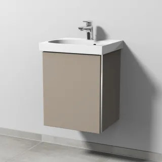 Sanipa 3way Waschtischunterbau zu Geberit Acanto Waschtisch mit 1 Tür, Sandgrau-Matt BS41367