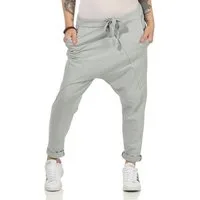 CLEO STYLE Jogginghose Damen Jogginghose 104 Hellgrau Elastikbund mit Tunnelzug, Unifarben