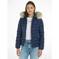 Tommy Jeans Daunenjacke BASIC HOODED DOWN JACKET mit Fellimitat an der Kapuze & Tommy Jeans Logo-Flag