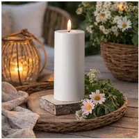 MARELIDA LED-Kerze LED Outdoorkerze 7,5x17,5cm weiß für Innen Außen mit Timer