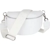 MIRROSI Bauchtasche Damen, Echtleder, Made in Italy, Umhängetasche, Brusttasche, (Schultertasche für jeden Anlass (1 Tasche & 2 Gurte), Crossbody Bag, Weiß, gemusterten& verstellbaren Schulterriemen