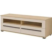 Home affaire Lowboard Cantara, TV-Unterteil modern, Kommode in Eiche Evoke, Weiß o Kaschmir, schwarze Stangengriffe, ausreichend Stauraum, vielseitig einsetzbar