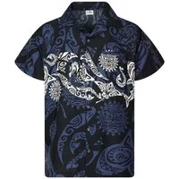 King Kameha Hawaiihemd Maori Chest Funky Hawaii-Hemd Herren Kurzarm Front-Tasche Unisex
