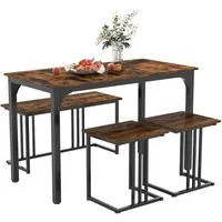 COSTWAY Essgruppe, (4-tlg), 4-tlg., Sitzgruppe mit Bank & 2 Hockern 120x60x75cm