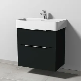 Sanipa 3way Waschtischunterbau zu Laufen VAL Waschtisch mit 2 Auszügen, Vulkan-Matt UP8221V