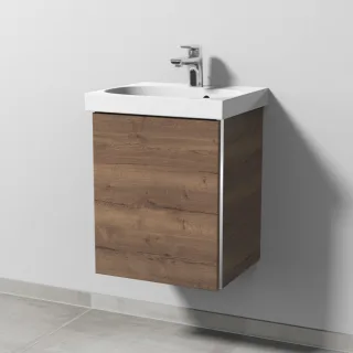Sanipa 3way Waschtischunterbau zu Geberit Acanto Waschtisch mit 1 Tür, Eiche-Tabak BR41350