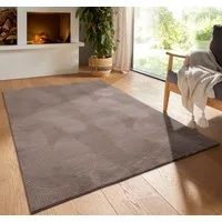 TaCa Home Teppich Kurzflor Teppich Hasenfell Optik, rechteckig, Höhe: 10 mm, Wohnzimmer, Kinderzimmer, Esszimmer, Wellen Taupe - 200 x 290 cm