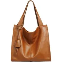 Caspar Schultertasche Großer XL Damen Leder Shopper Tasche - PREMIUM LINE - Modell No.832, elegant, robust & unempfindlich - 100% Echtleder - Handmade in Italy