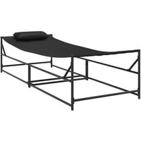 vidaXL Gartenliege Gartenliegestuhl 2 pcs Schwarz Pulverbeschichteter Stahl, 2 St.