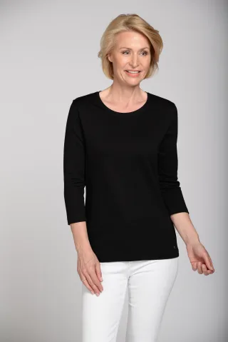 CLARINA - Rdh.-Shirt, 3/4 Arm, uni schwarz - Gr. - 36