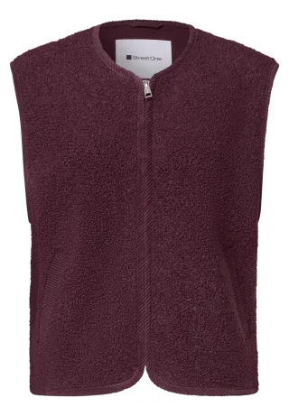 Street One - Teddy-Weste mit Zipper und Corddetails rustic rouge - Gr. - 34
