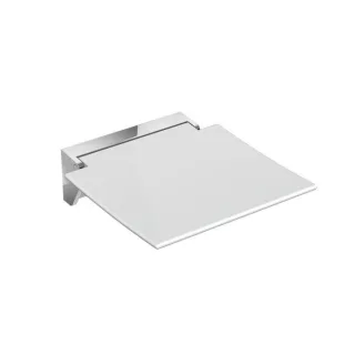 Hewi 350 Klappsitz 950.51.2059098 Wandkonsole Edelstahl verchromt, Sitzfläche signalweiß, 350x373x107mm