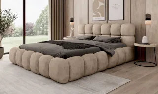 Polsterbett Bett AURELIA 160x200cm in Stoff Aprodite Beige
