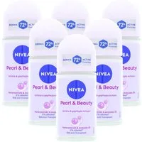 Nivea Deo-Roller 6 x NIVEA Pearl & Beauty Deo Roll On Antitranspirant je 50 ml Blumig