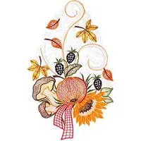 W. Reuter & Sohn - Plauener Spitze® Fensterbild Fensterbild "Herbstblumen" farbig