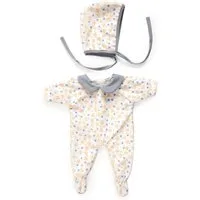 DJECO Puppenkleidung POMEA Kuscheliger Puppenschlafanzug Paloma mit Häubchen, 28–34 cm