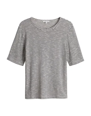 Opus - Gestreiftes T-Shirt - Sambi beige/schwarz - Gr. - 40