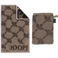 JOOP! Gästehandtuch Gästetuch Classic Cornflower Mocca 1611 39, Walkfrottier (1-St), Kornblumen-Design, Logo