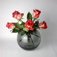 Signature Home Collection Kugelvase Vase Glas rund bernstein grau Glasvase handgemacht Tischvase (1 St., 1 Vase), breiter Rand, dekorative Vase aus braunem Glas