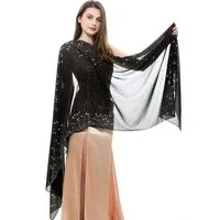 Zaewry Modeschal Glänzender Modeschal, Damen-Strass-Schal, modischer Chiffon-Schal, Stola für Abendkleider