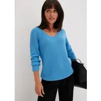 bonprix Strickpullover aus reiner Baumwolle, mit V-Ausschnitt, unifarben, lässige Passform