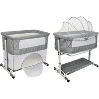JEOBEST Beistellbett 3 in 1 Babybett, Beistellbett baby, Höhe und der Neigung verstellbar, mit Matratze, Rollen