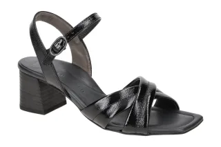 Paul Green Damen Sandalette 7945-011 Schwarz Echtleder Kreuzriemen Holzoptik ...