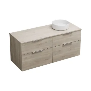 Burgbad Keramik Waschtisch-Set Eqio Eiche Dekor Flanelle/Alpinweiss, SGUW140RF2632C0001 SGUW140RF2632C0001