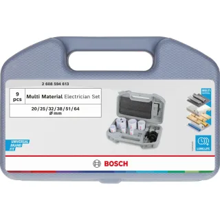 Bosch Multi Material Lochsägen mit Gewinde, 20, 25, 32, 38, 51, 64 x 40 mm, 9-teiliges Set - 2608594613