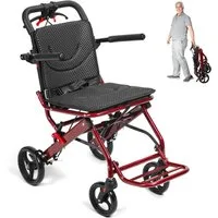 Rutaqian Rollstuhl Faltbarer Transportrollstuhl, Leichter Greifreifen-Rollstuhl nur 8,4kg, Klappbar Aluminium Rollstühle für Erwachsene und Senioren,Bis 80kg