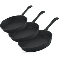 BBQ-Toro Grillpfanne Gusseisen Brat und Steak Pfannen Set, Ø 16 cm, Ø 20 cm, Ø 24 cm, Gusseisen