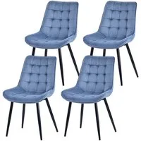 HOMAVO Esszimmerstuhl Stuhlset – Polsterstühle, Samt oder Webstoff, Metall-Füße (Nach EN 12520 geprüft, 4 St), mit Ergonomischer Rückenlehne und Metallbeinen