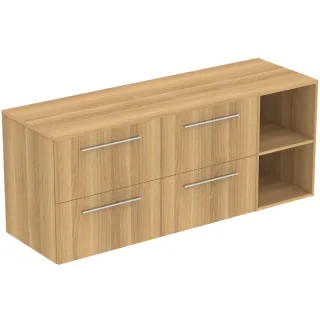 Ideal Standard Möbel-Set 160cm i.life B 4 Auszüge 2 off.Fächer Gr.Chrom Eiche Natur, T5840NX T5840NX