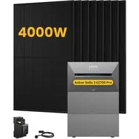 Anker Balkonkraftwerk 4000W Anker SOLIX Solarbank 3 E2700 Pro mit Smart Meter, Zusatzsakkus, (Smart Meter und 8x 500Wp Full Black im Lieferumfang enthalten), Speicher mit integriertem Wechselrichter, All-in-One 2,668kWh Akku