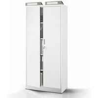 Jan Nowak Aktenschrank Metall Büroschrank abschließbar 80 cm JAN Compact 4 Böden Stahl (Stahl 0,6 mm Wandmontage möglich PZH-zertifiziert kompakt) Ordnerschrank Schloss 2 Schlüssel kompakt Werkstatt 4 Farben