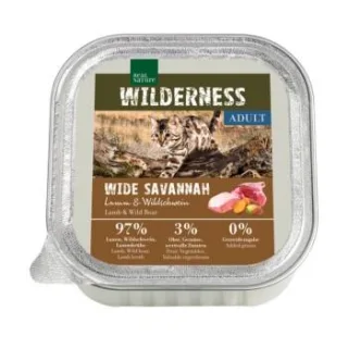 REAL NATURE WILDERNESS Nassfutter Katze, Adult Wide Savannah, Lamm und Wildschwein 16x100 g