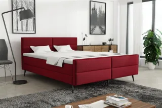 Boxspringbett Schlafzimmerbett GRANADA 140x200cm Stoff Fancy Rot