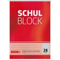 BRUNNEN Collegeblock Block "Schulblock" A4 kariert, mit Randlinie innen und außen, Lin. 28